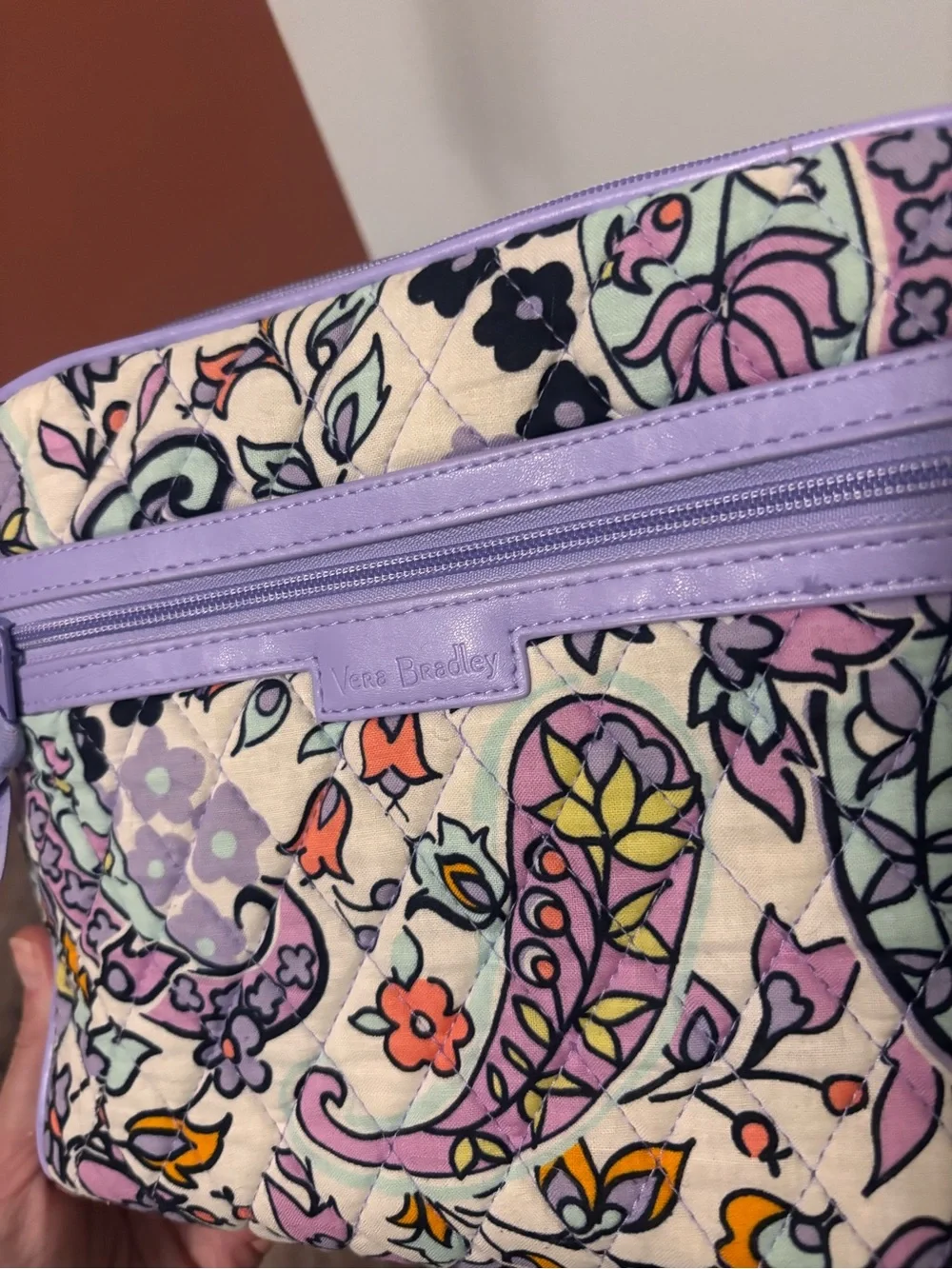 Vera Bradley Lavender Paisley Quilted Crossbody with Pastel Accents - Picture 2 of 6